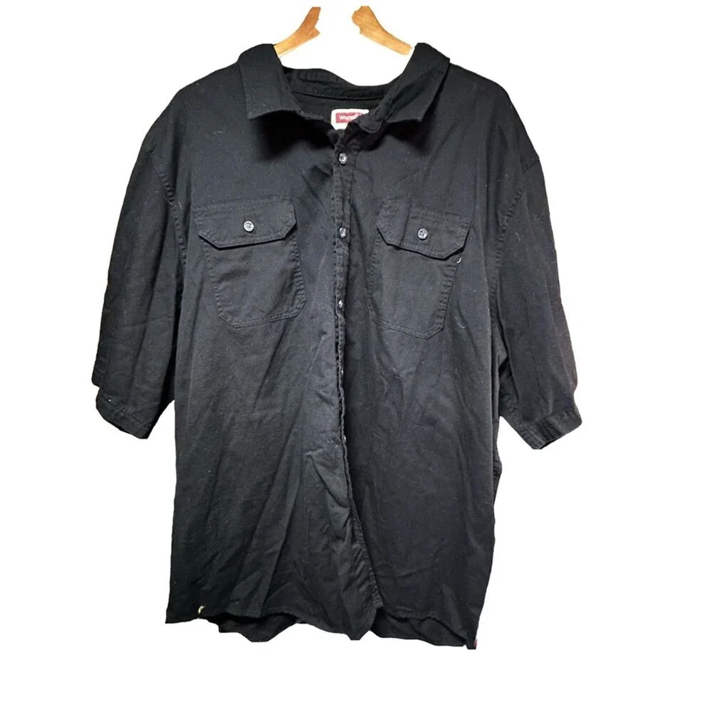 Wrangler Mens Black Short Sleeve Button Down Work Shirt 3XL - Picture 2 of 6